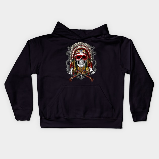 Native American Chief Skull Kids Hoodie by underheaven